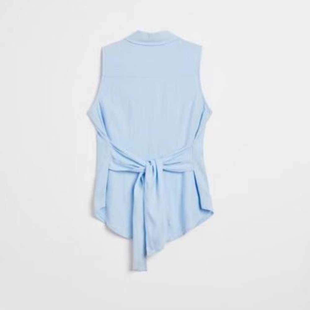 MELANIE LYNE: Tie Front Button Down Shirt - indigo blue - Picture 6 of 10